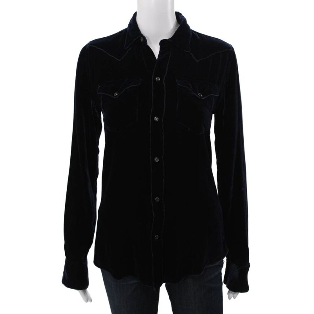 Ralph Lauren Blue Label Women Button-Up Rayon Blue Long Sleeve Size 4